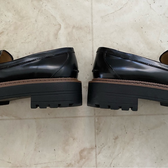 $150 Sam Edelman Laurs Black Leather Chunky Sole Platform Grunge Loafers Size 6 - Picture 8 of 16